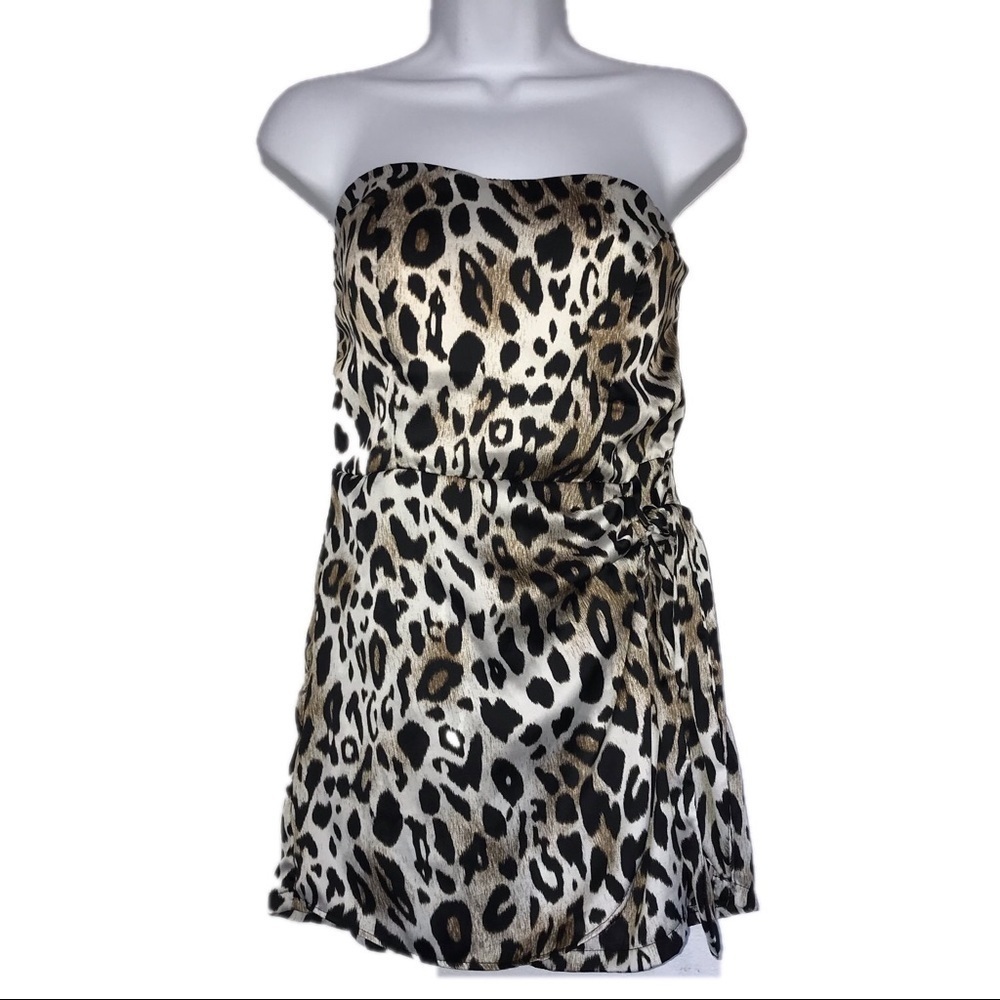 Max Rave Strapless Animal Leopard Print Romper S